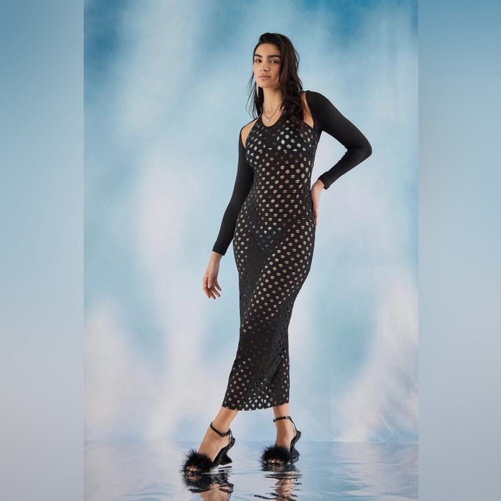 NWT AmyLynn Simone Crochet Fishnet Maxi Dress (size S)
